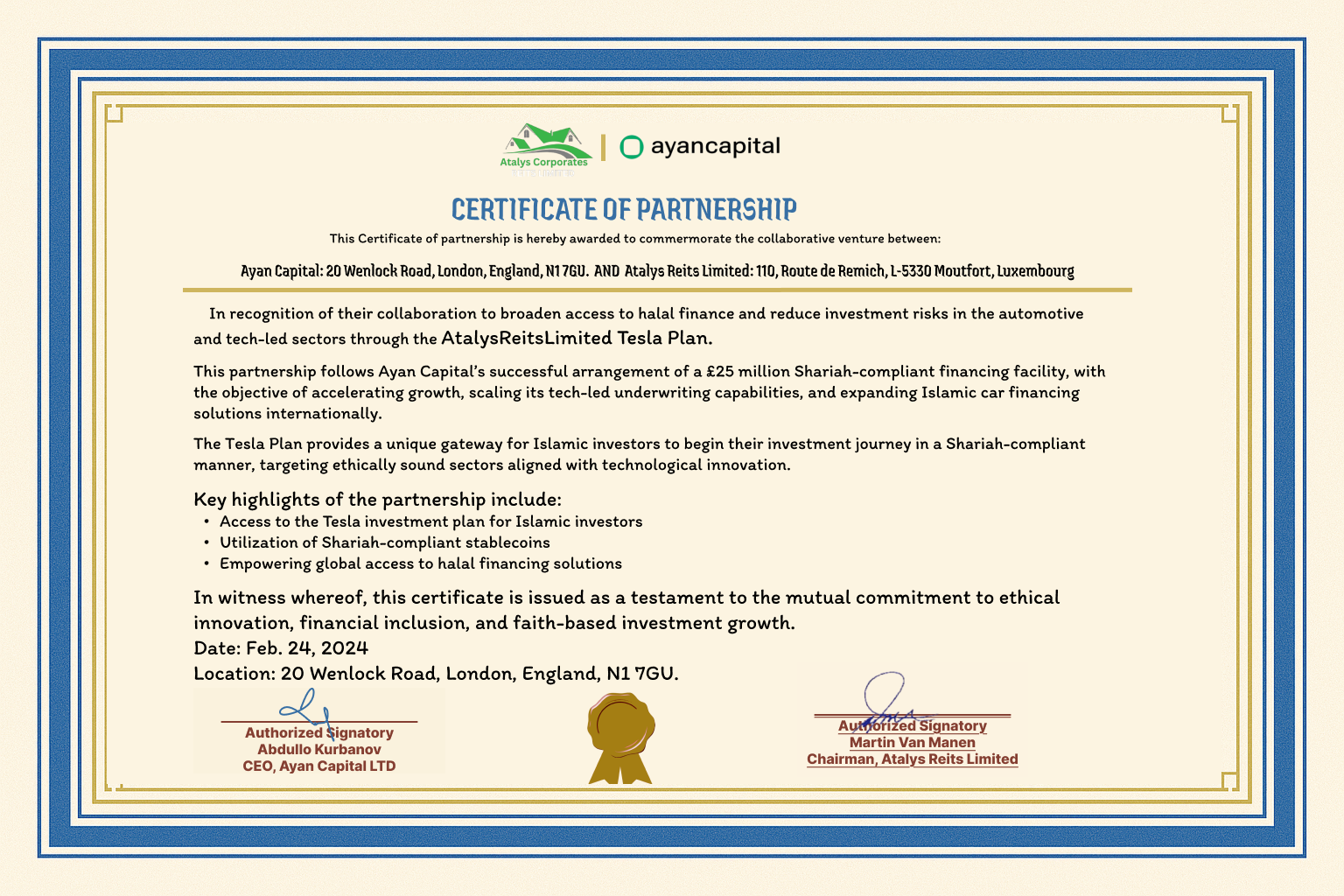Ayan Certificate