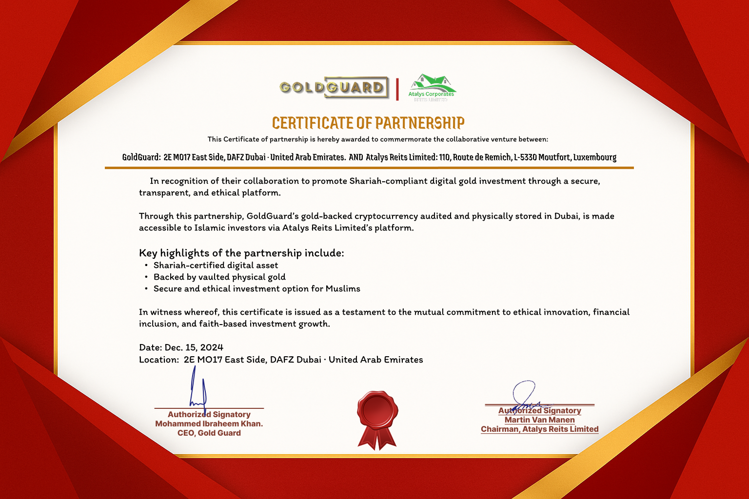 OneGram Certificate